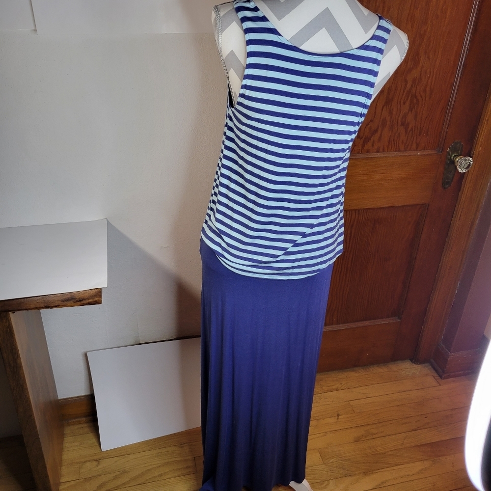 Womans Gap Knit Maxi Dress Loose Striped top attached Navy Dress Size XS - Picture 6 of 12